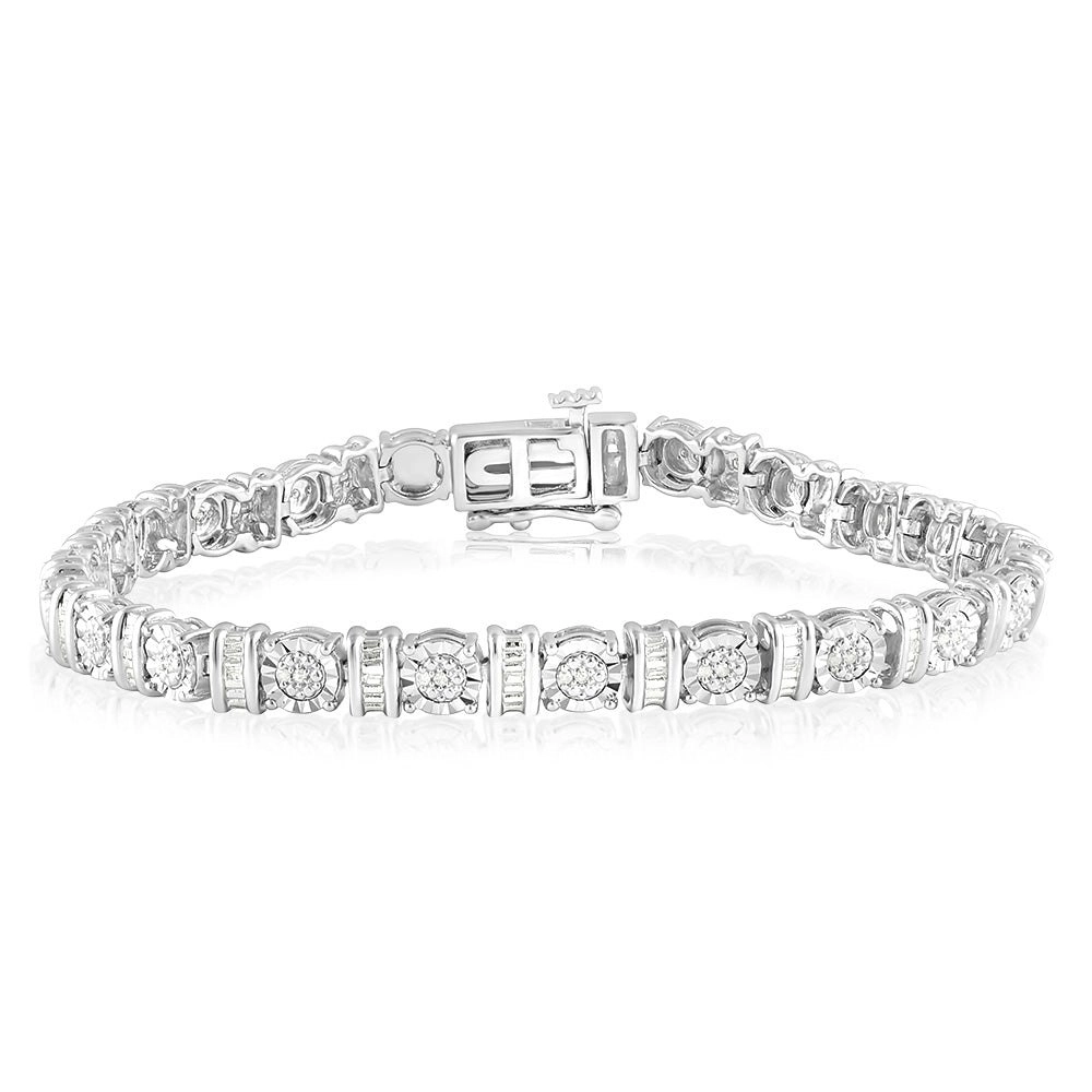 Sterling Silver 1/5 Carat Diamond 18cm Bracelet