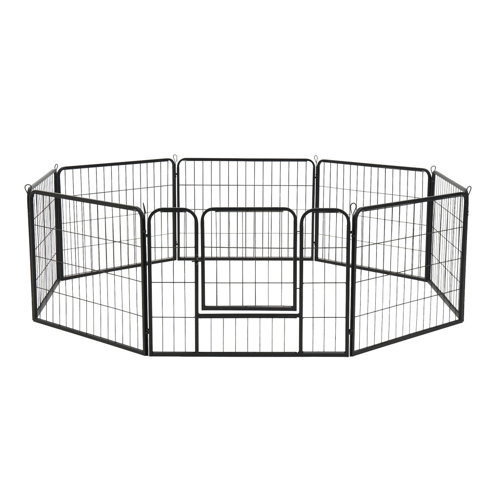 Petzly Dog Playpen Puppy Exercise Cage Pet Cage Enclosure 8 Panel 80x60CM Black