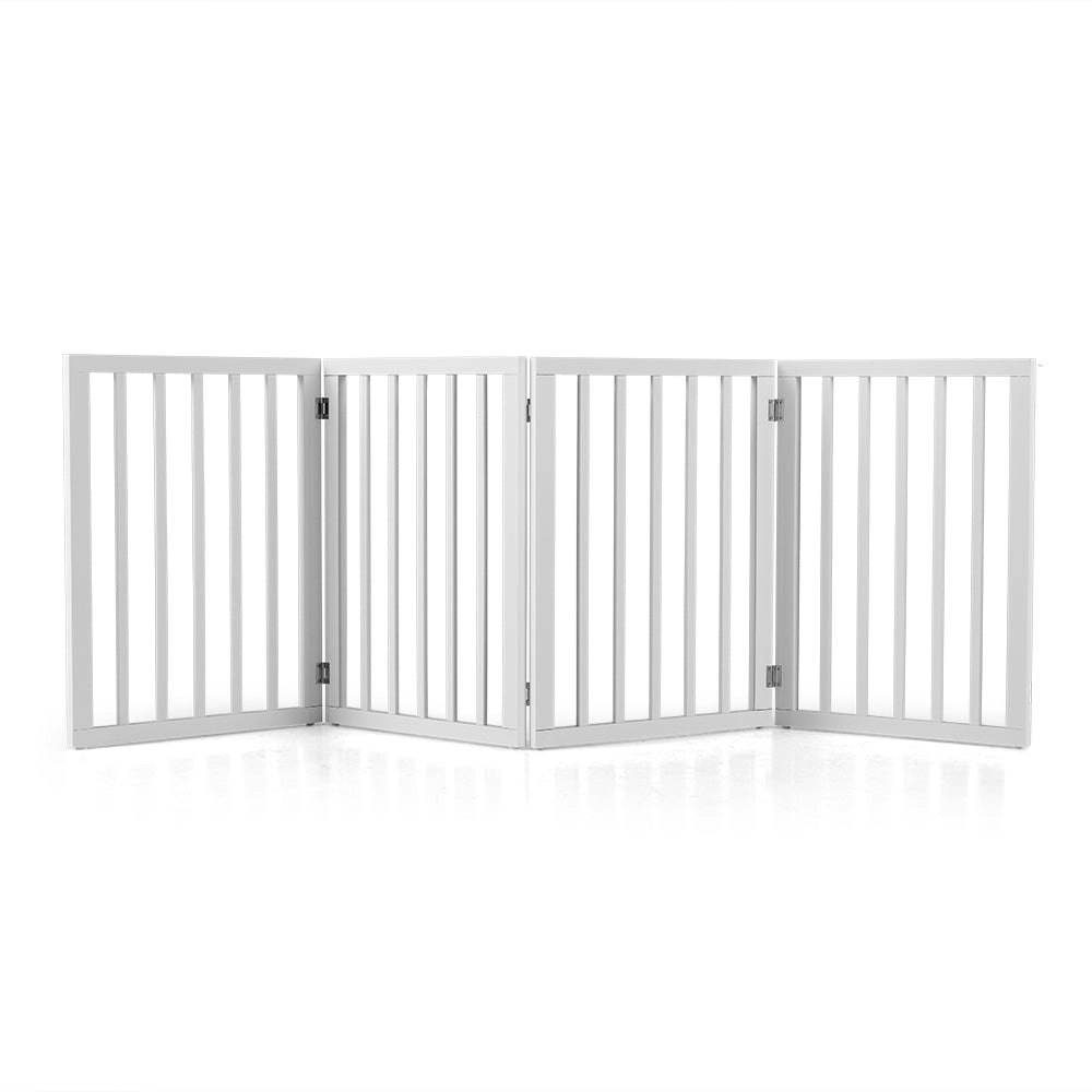 Petzly Pet Gate Dog Fence Safety Barrier Security Door 4 Panel 61cm White