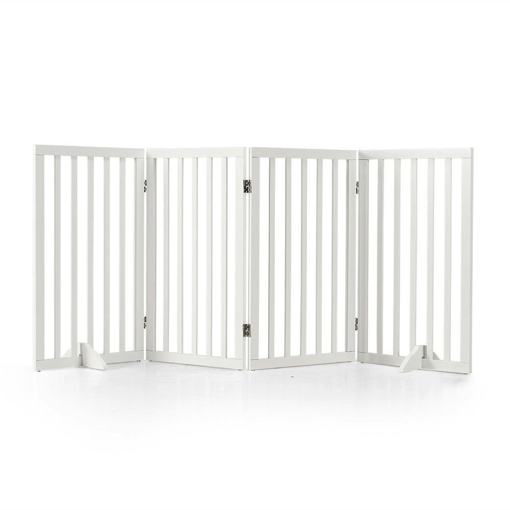 Petzly Pet Gate Dog Fence Safety Barrier with Support Feet 4 Panel 80cm White