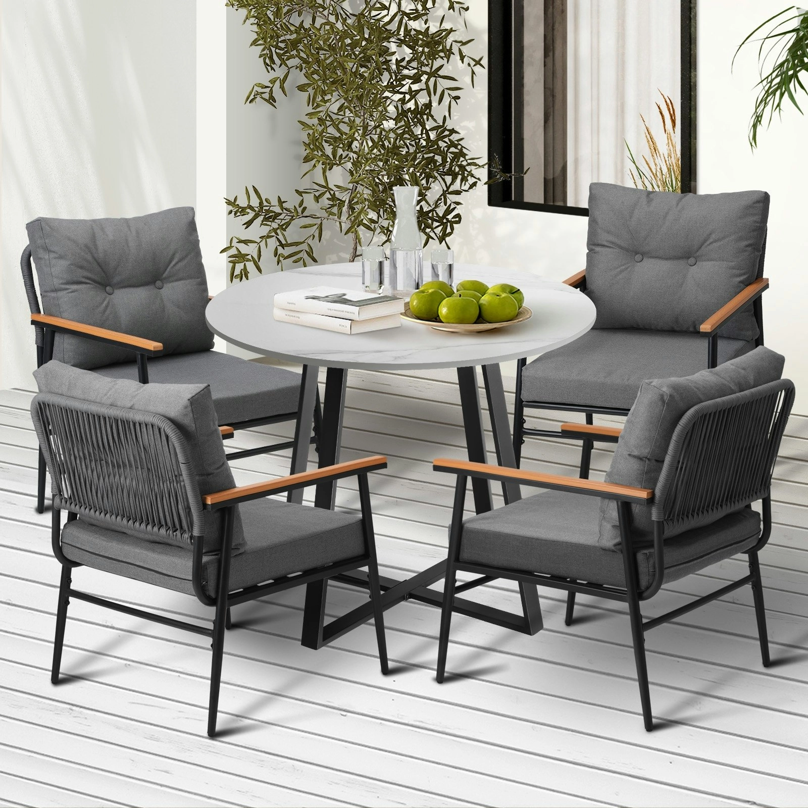 Livsip Outdoor Dining Set Patio Furniture 5PCS Garden Lounge Setting