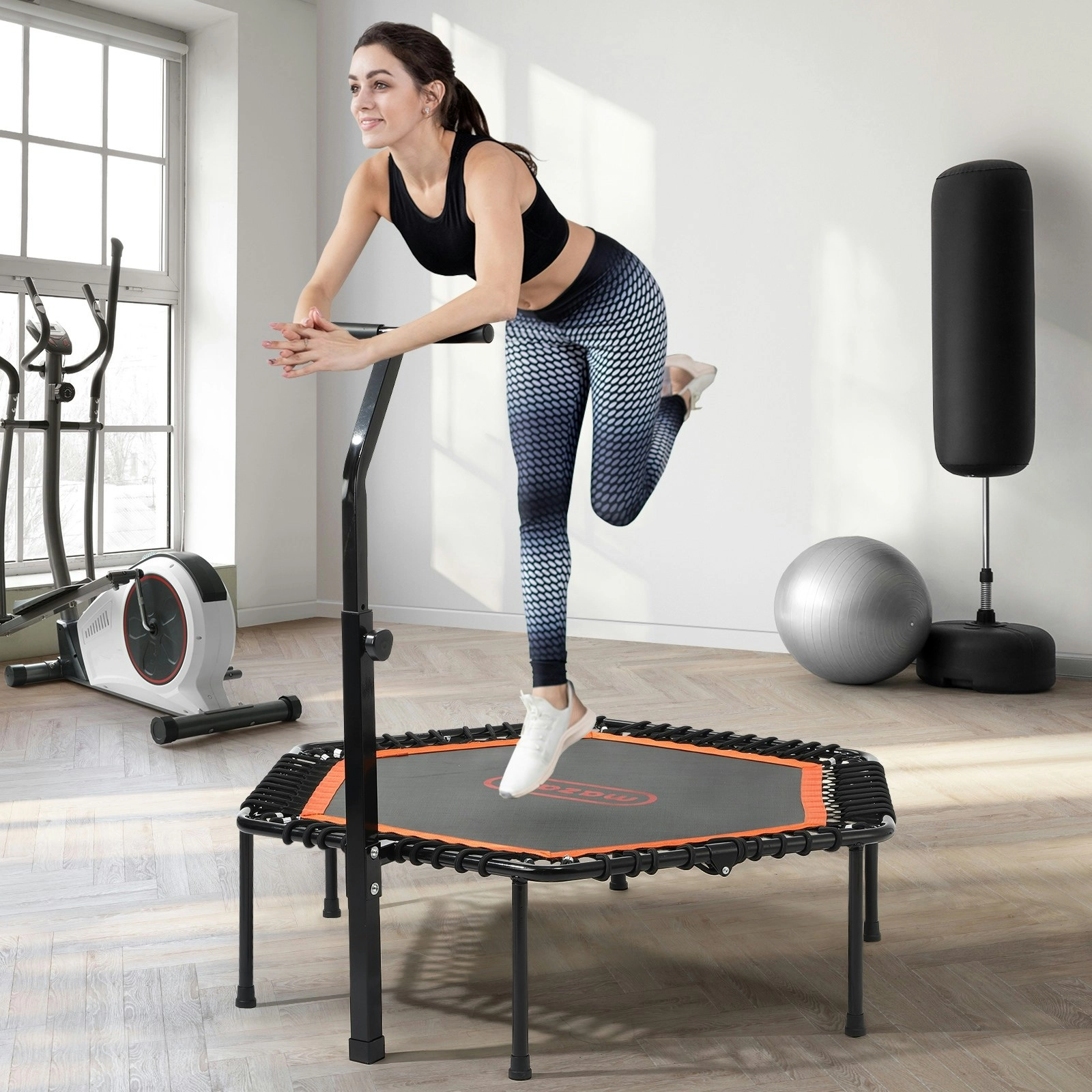 Mazam Trampoline Rebounder Jumping Exercise Fitness Adjustable Handrail 50 Inch