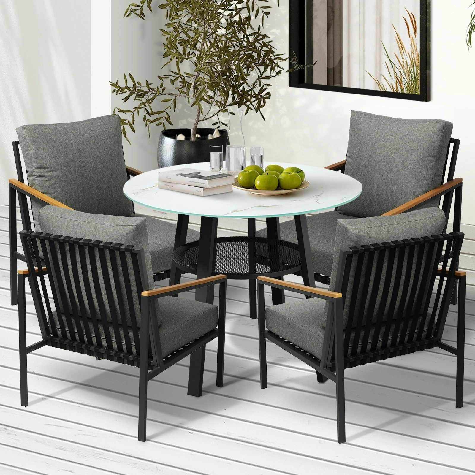 Livsip 5PCS Outdoor Dining Setting Patio Furniture Bistro Set