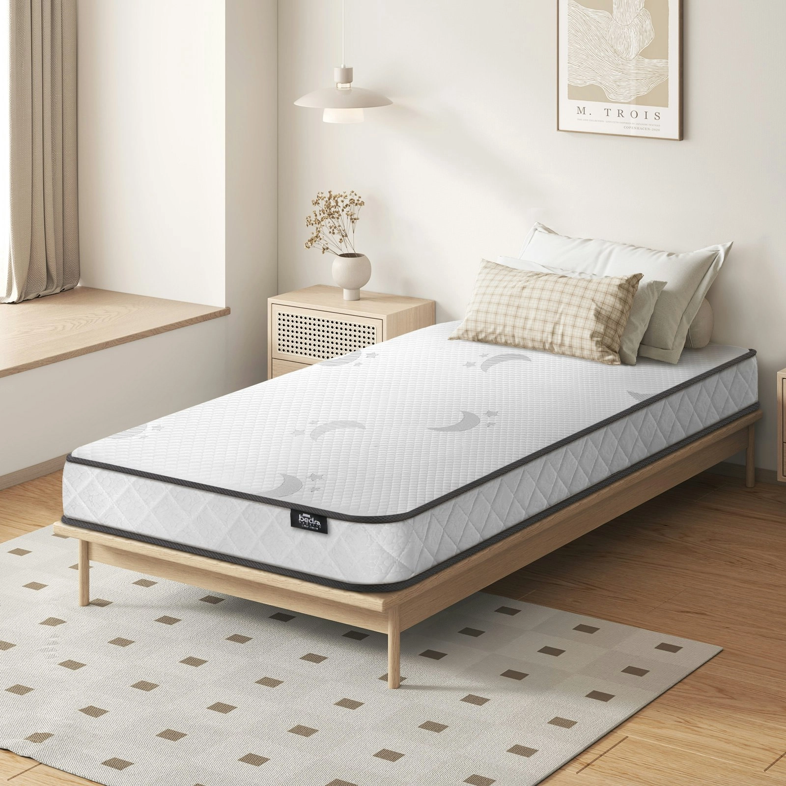 Bedra Single Mattress Tight Top Bed Bonnell Spring Foam 13CM