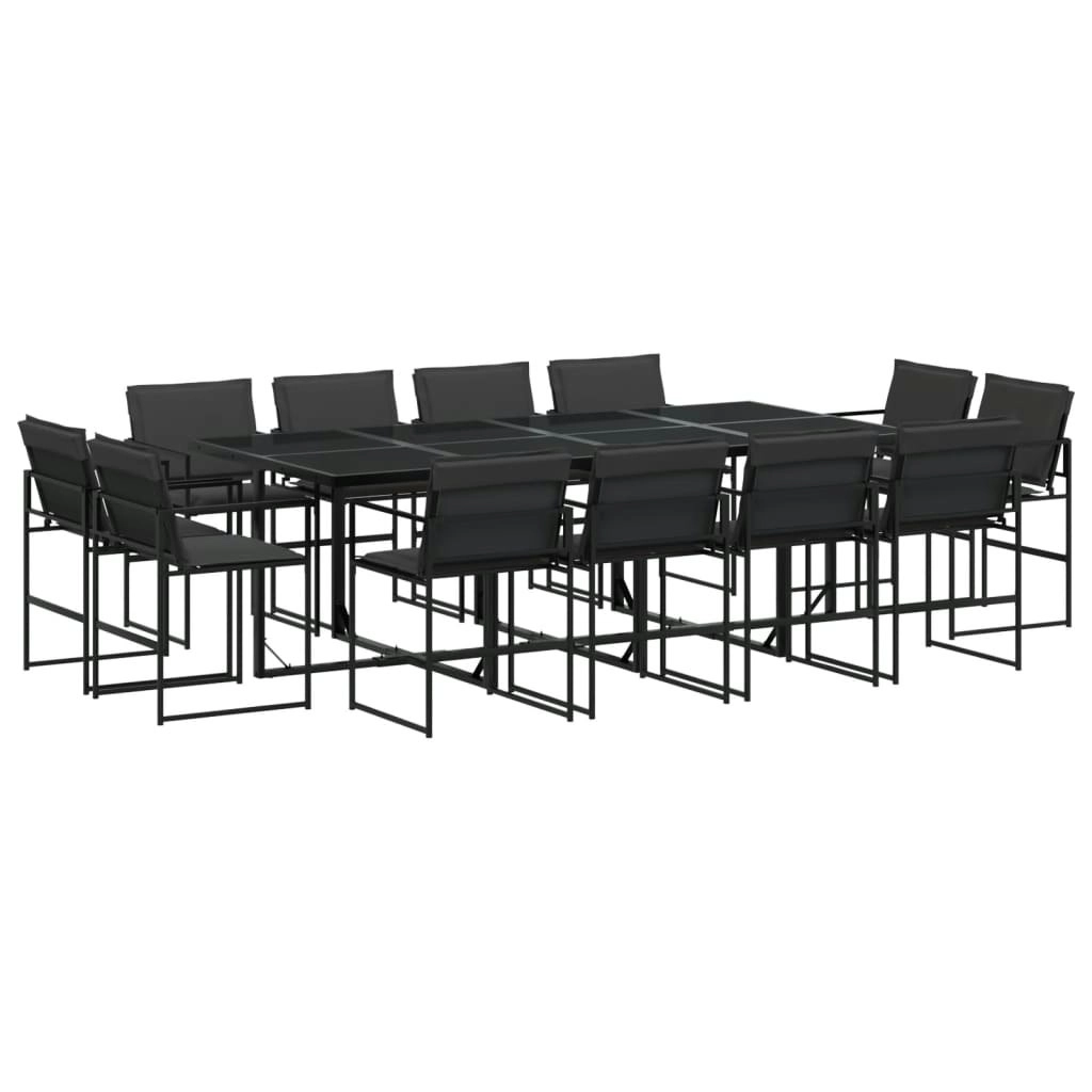 13 Piece Garden Dining Set with Cushions Black Textilene 3295080