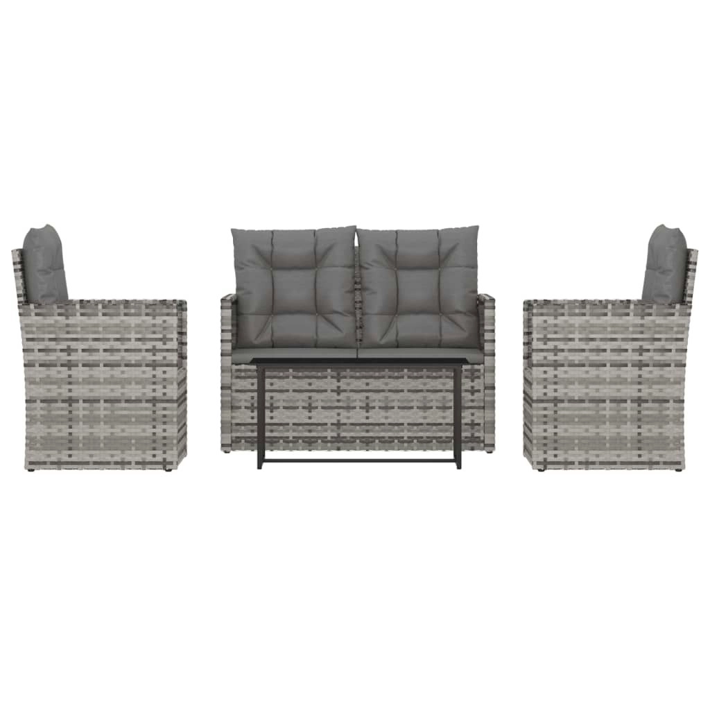 4 Piece Outdoor Lounge Set with Cushions Poly Rattan Grey 319197