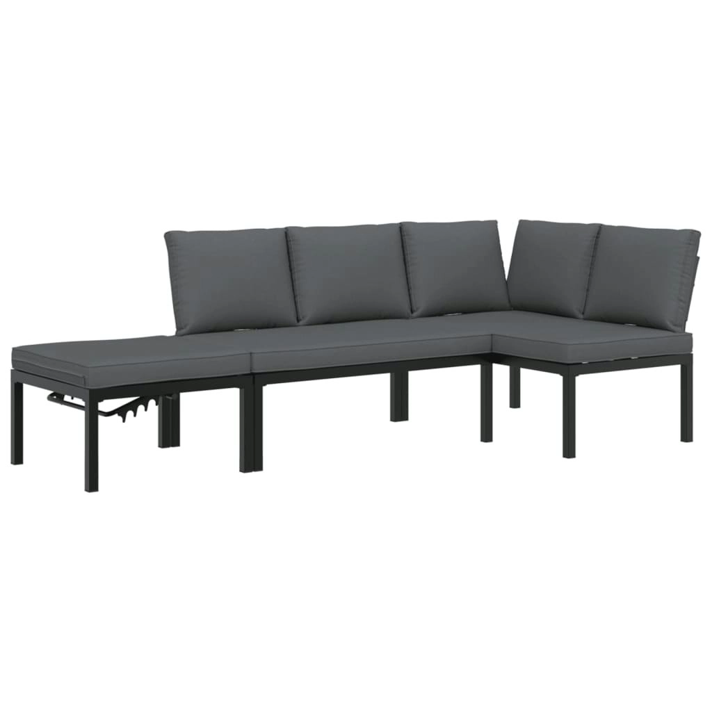 3 Piece Garden Sofa Set with Cushions Black Aluminium 3283688