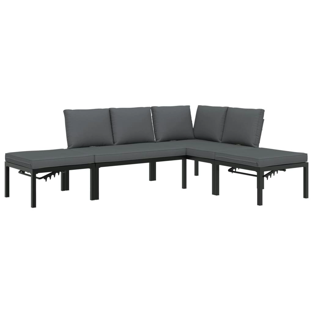 4 Piece Garden Sofa Set with Cushions Black Aluminium 3283692