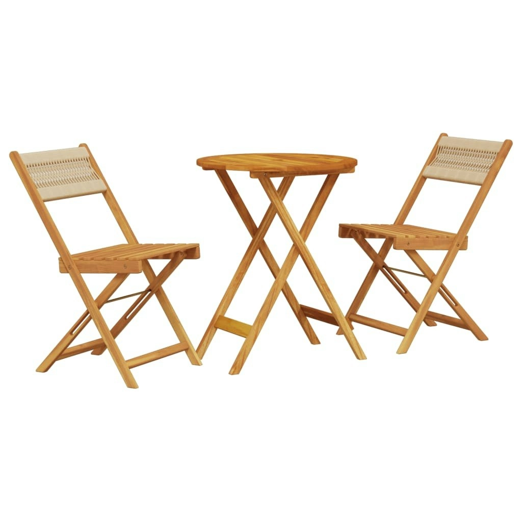 3 Piece Bistro Set Beige Polypropylene and Solid Wood 3281747