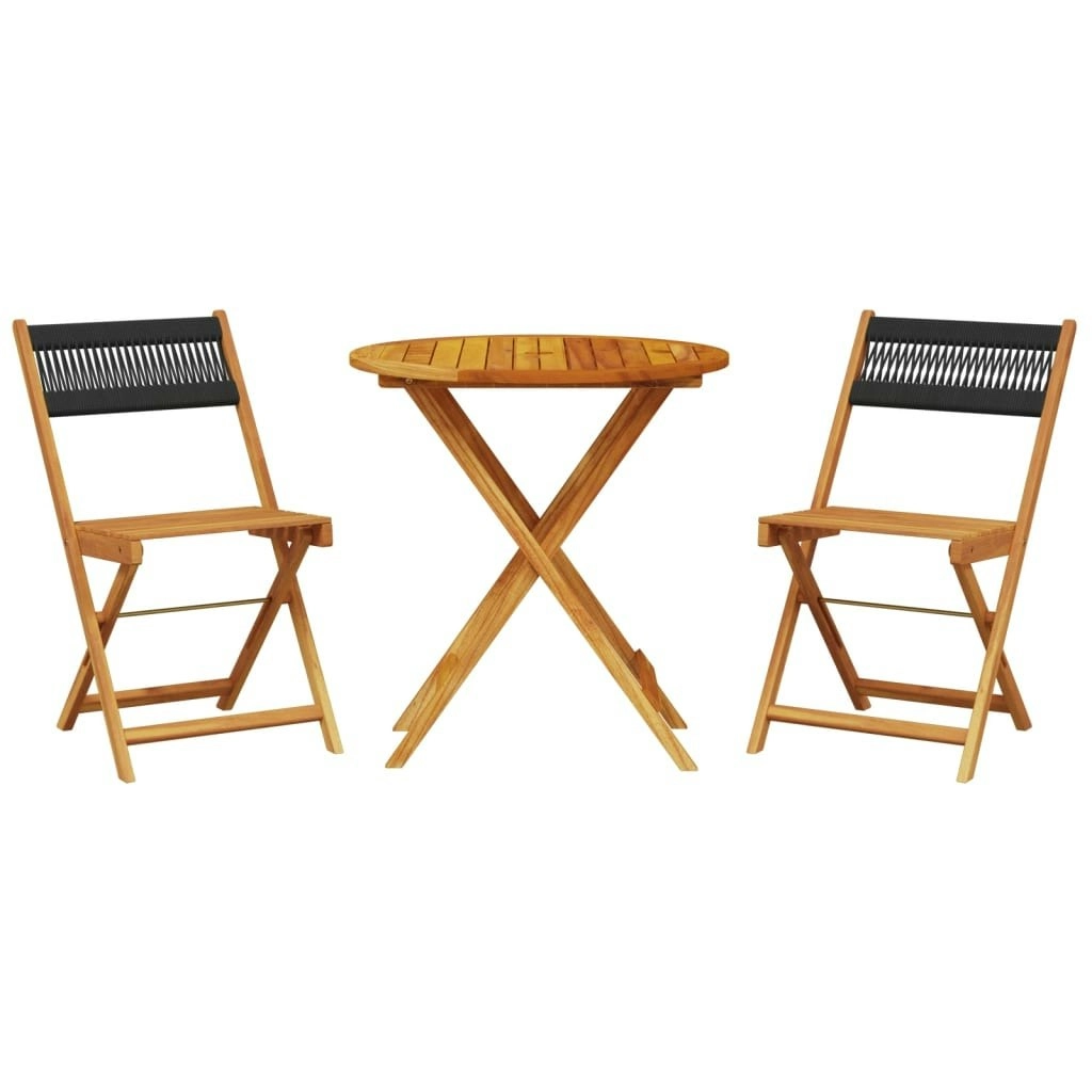 3 Piece Bistro Set Black Polypropylene and Solid Wood 3281841