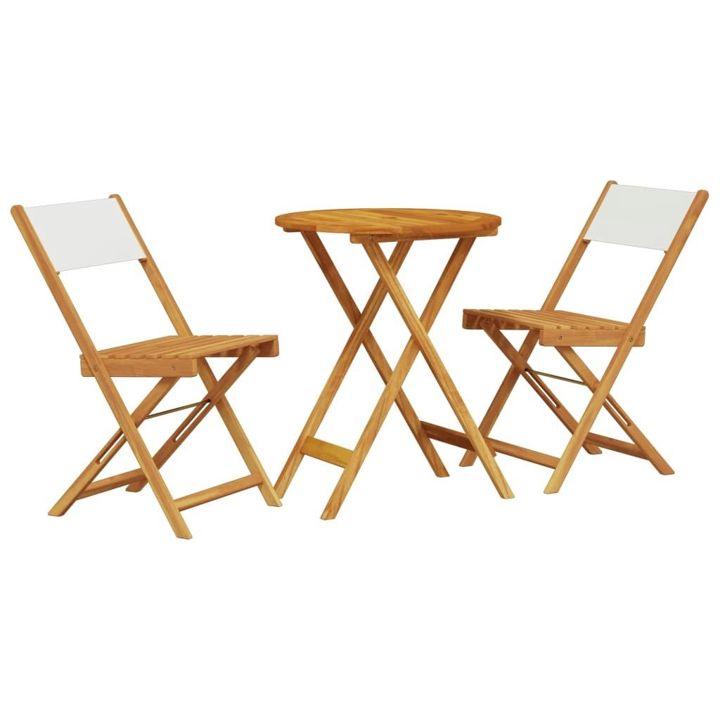 3 Piece Bistro Set Cream White Fabric and Solid Wood 3281748