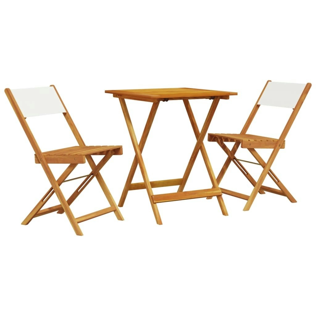 3 Piece Bistro Set Cream White Fabric and Solid Wood 3281760