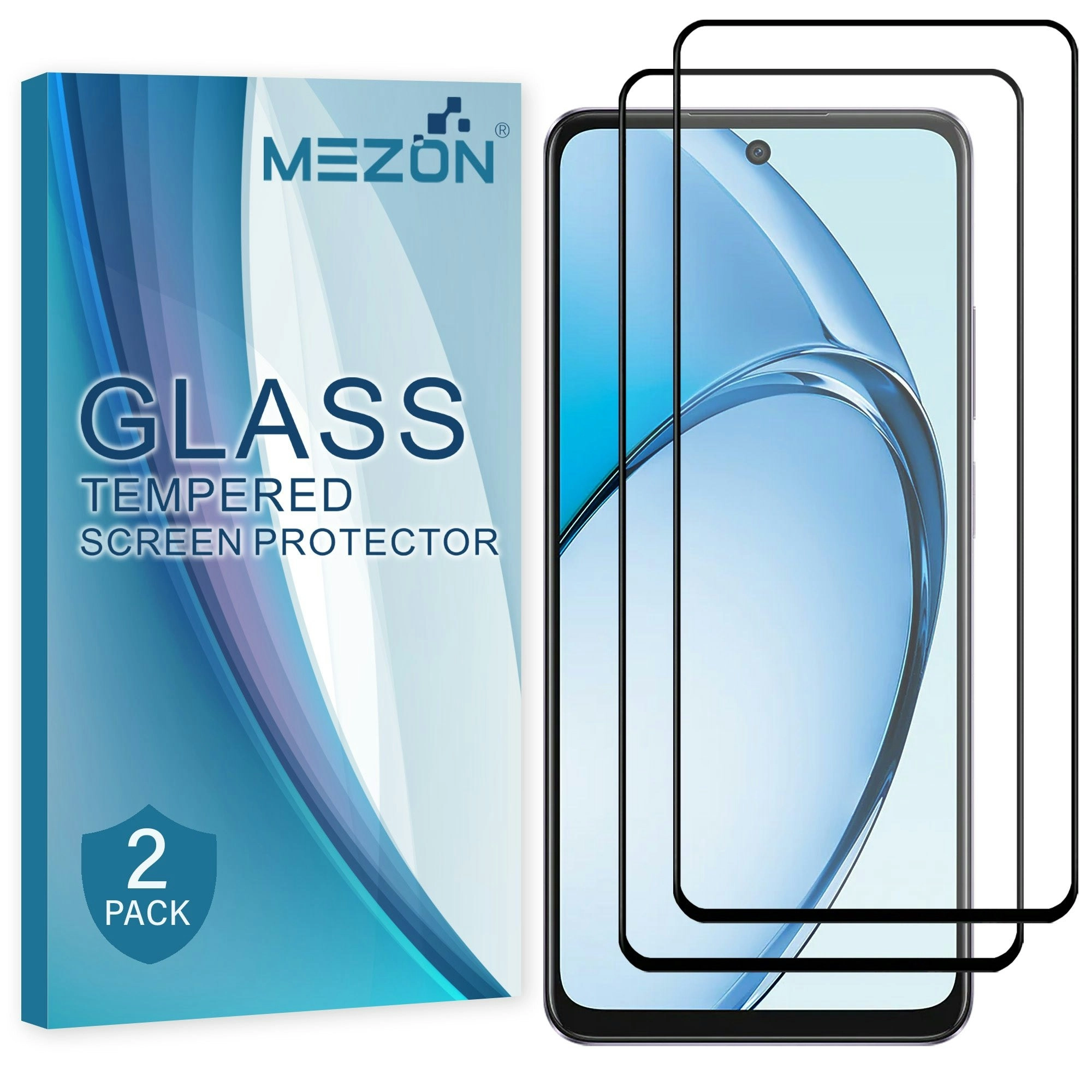 [2 Pack] MEZON Full Coverage Tempered Glass for OPPO A60 Crystal Clear Premium 9H HD Screen Protector (OPPO A60, 9H Full)