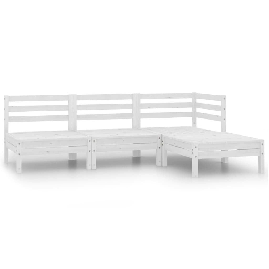 4 Piece Garden Lounge Set Solid Pinewood White 806618