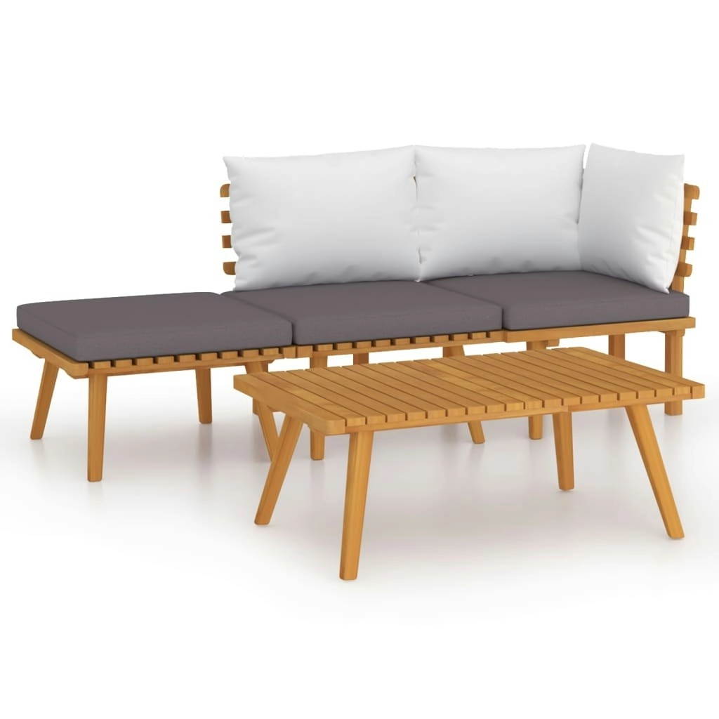 4 Piece Garden Lounge Set with Cushions Solid Wood Acacia 3087001