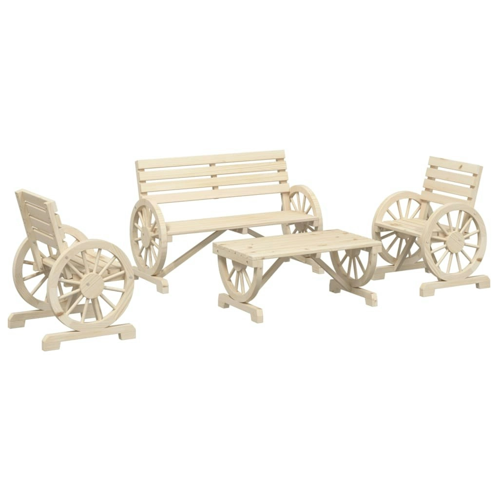 4 Piece Garden Lounge Set Solid Wood Fir 3207131