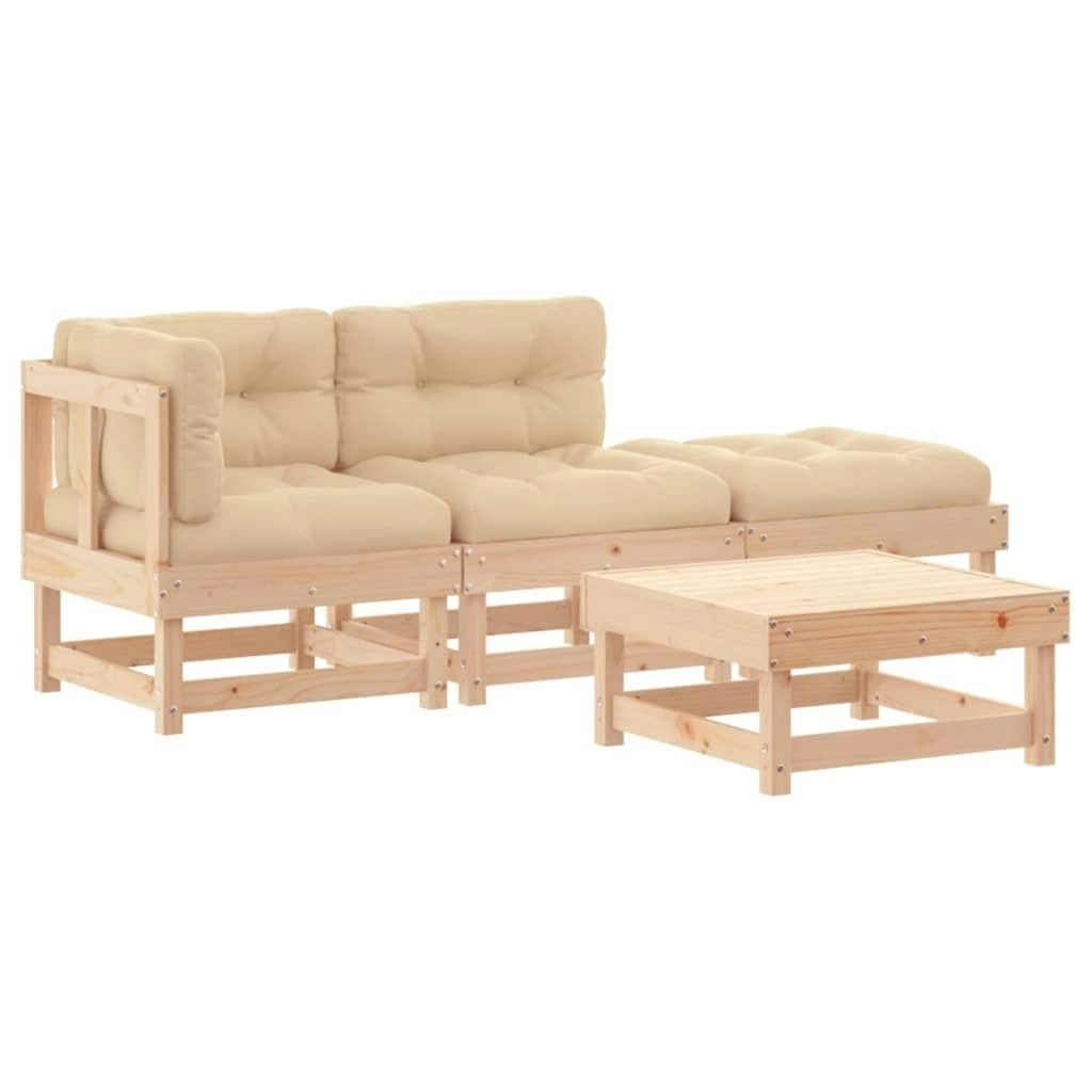 4 Piece Garden Lounge Set with Cushions Solid Wood 3186011