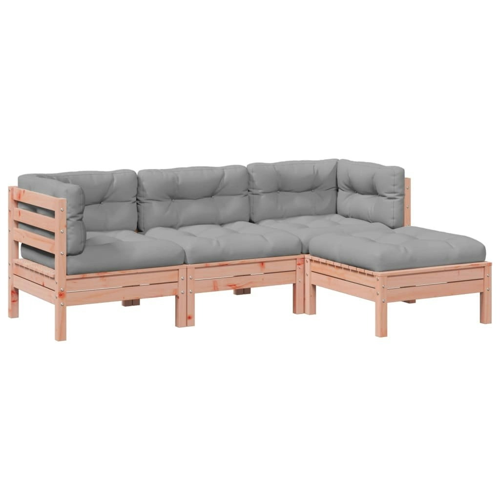 4 Piece Garden Sofa Set with Cushions Solid Wood Douglas Fir 3299382