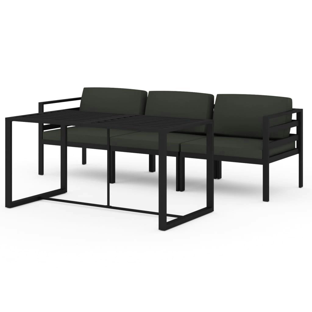 4 Piece Garden Lounge Set with Cushions Aluminium Anthracite 3115917