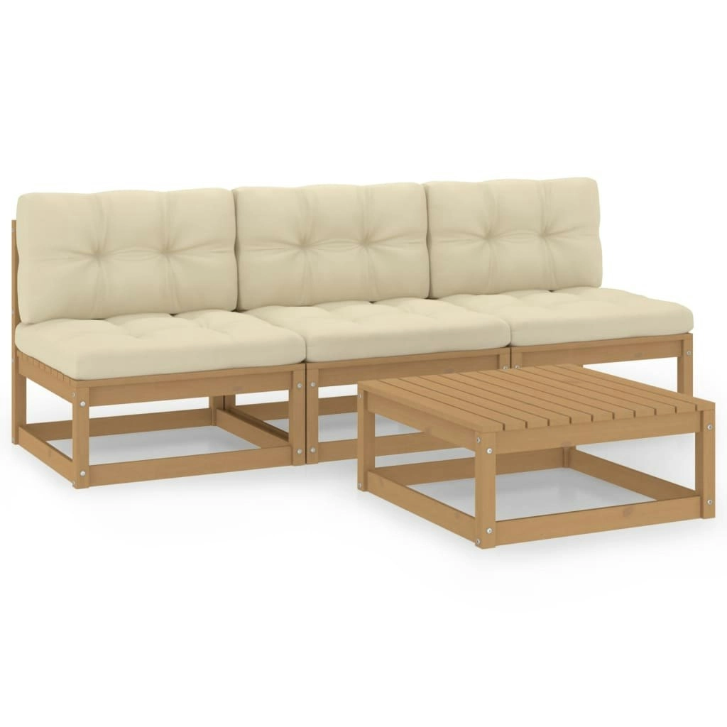 4 Piece Garden Lounge Set with Cushions Solid Pinewood 3076357