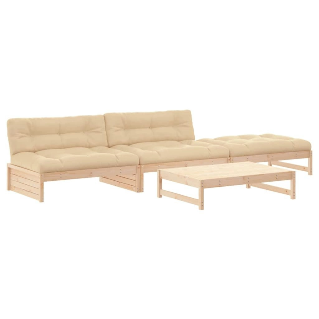 4 Piece Garden Lounge Set with Cushions Solid Wood 3186109