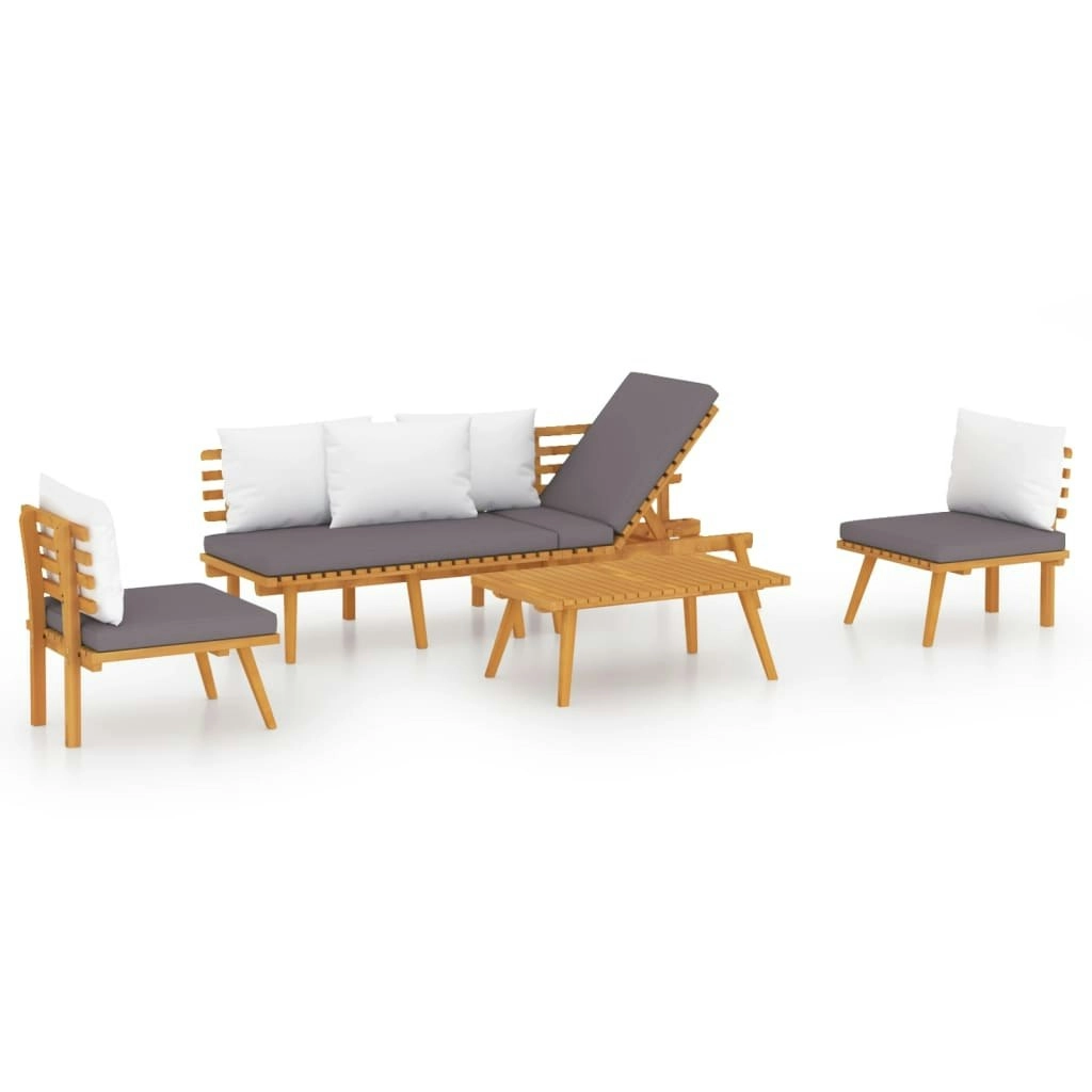 4 Piece Garden Lounge Set with Cushions Solid Wood Acacia 3087010