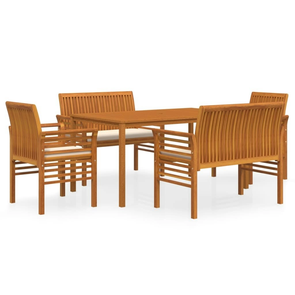 5 Piece Outdoor Dining Set with Cushions Solid Wood Acacia 3120459