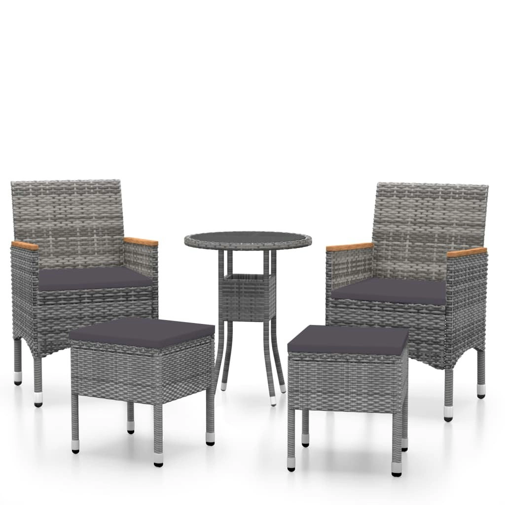 5 Piece Garden Lounge Set Poly Rattan Grey 3058475