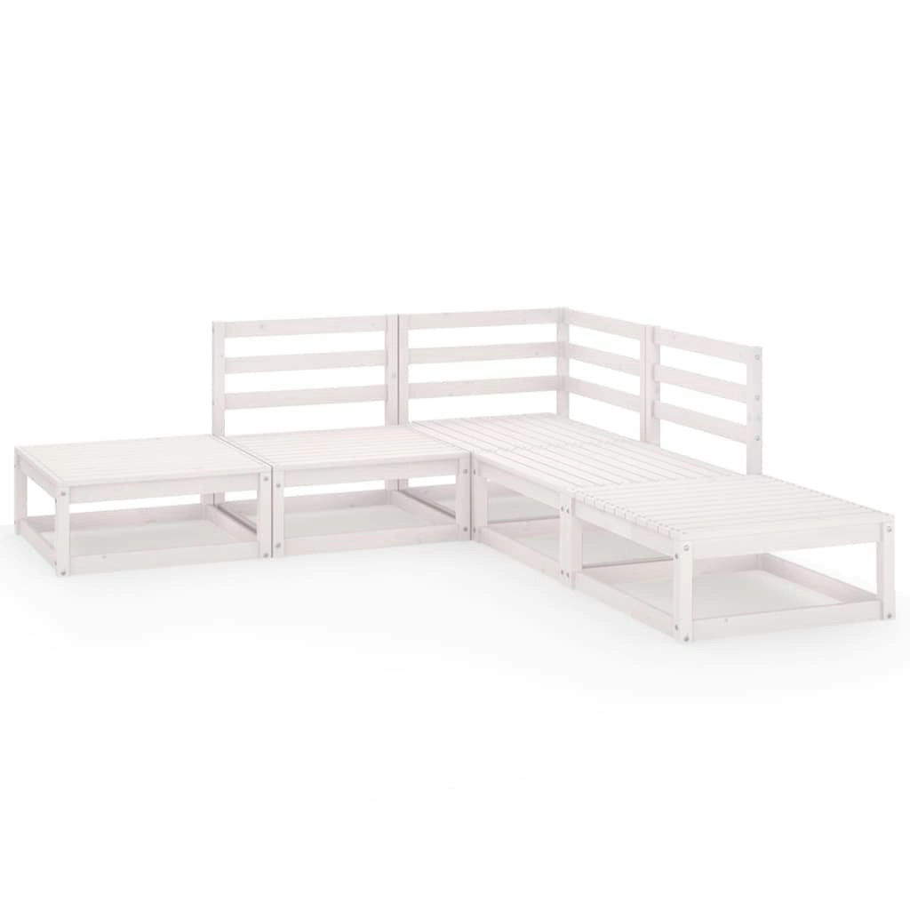 5 Piece Garden Lounge Set White Solid Pinewood 3075495