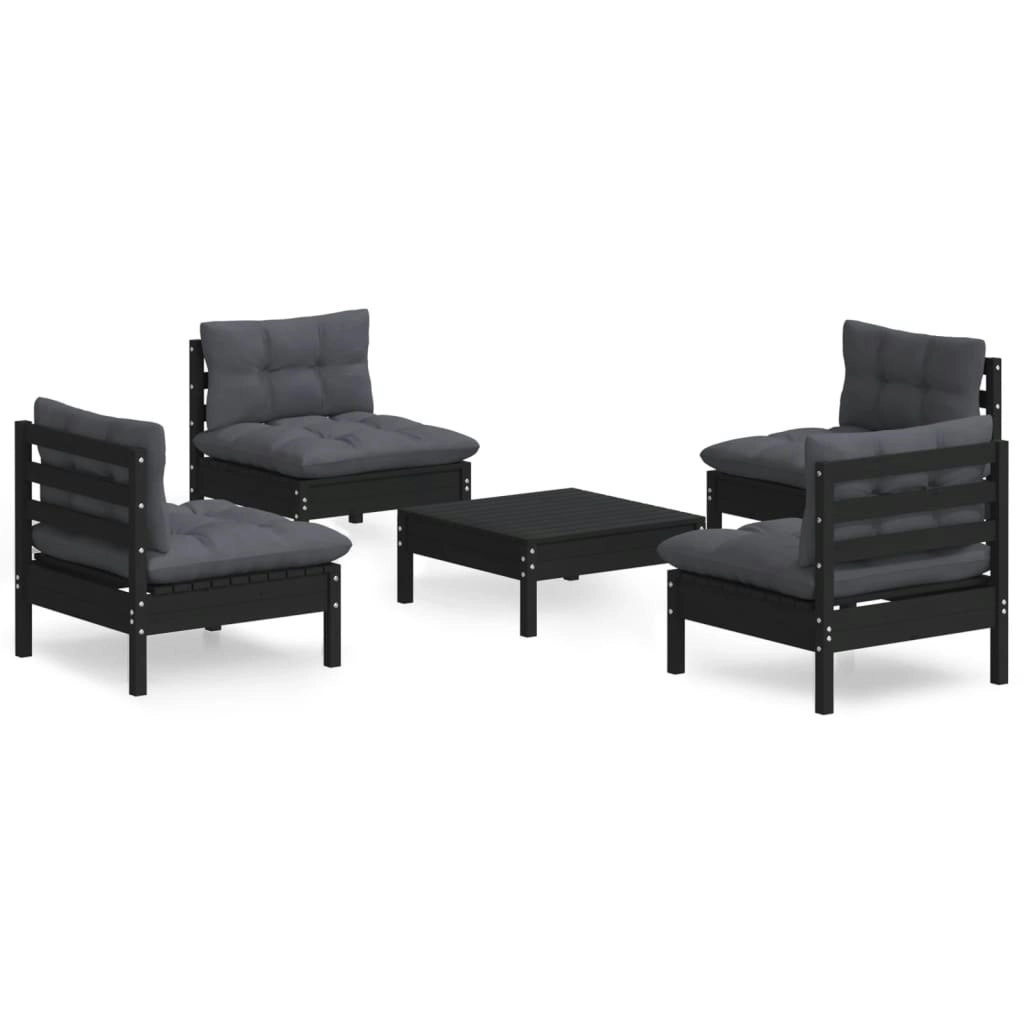 5 Piece Garden Lounge Set with Anthracite Cushions Pinewood 3096038