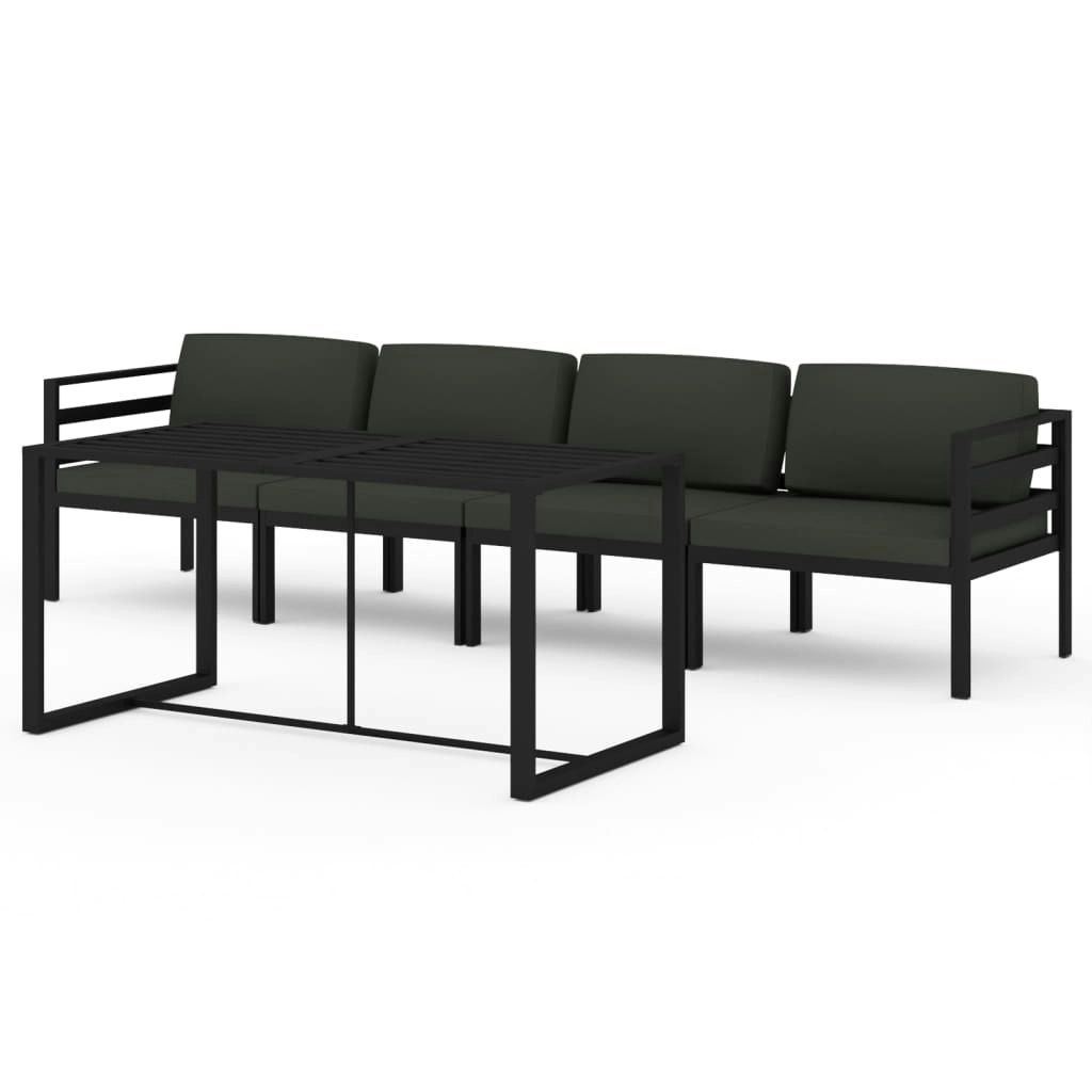 5 Piece Garden Lounge Set with Cushions Aluminium Anthracite 3115918