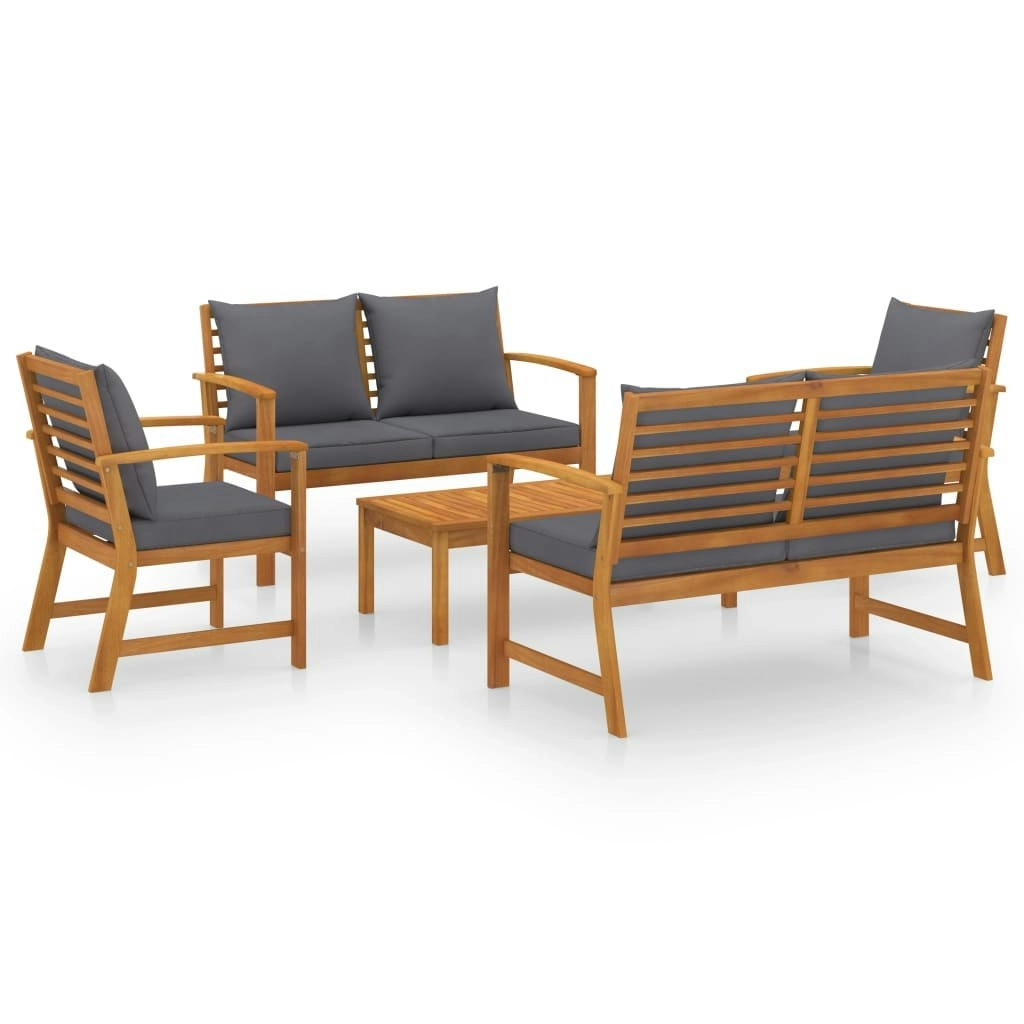 5 Piece Garden Lounge Set with Cushion Solid Acacia Wood 3057787