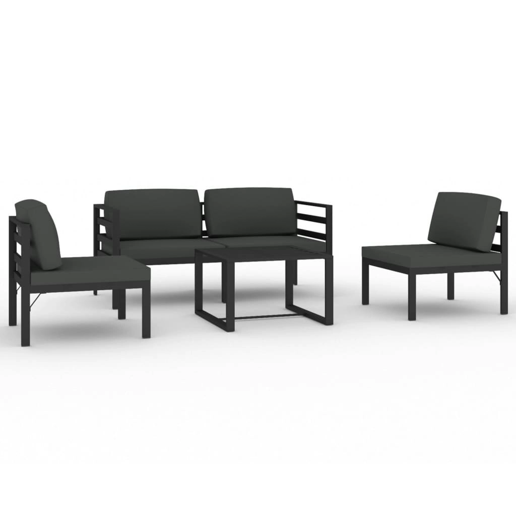 5 Piece Garden Lounge Set with Cushions Aluminium Anthracite 3107788