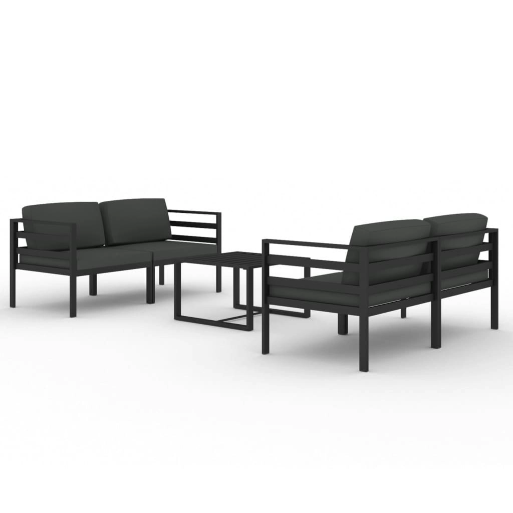 5 Piece Garden Lounge Set with Cushions Aluminium Anthracite 3107808