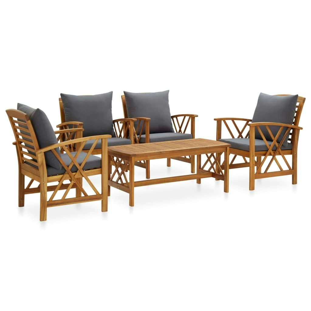 5 Piece Garden Lounge Set with Cushions Solid Acacia Wood 3057994