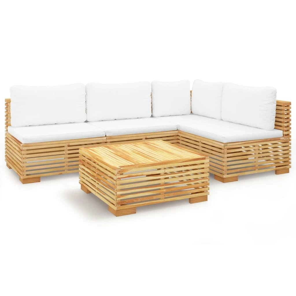 5 Piece Garden Lounge Set with Cushions Solid Teak Wood 3100901