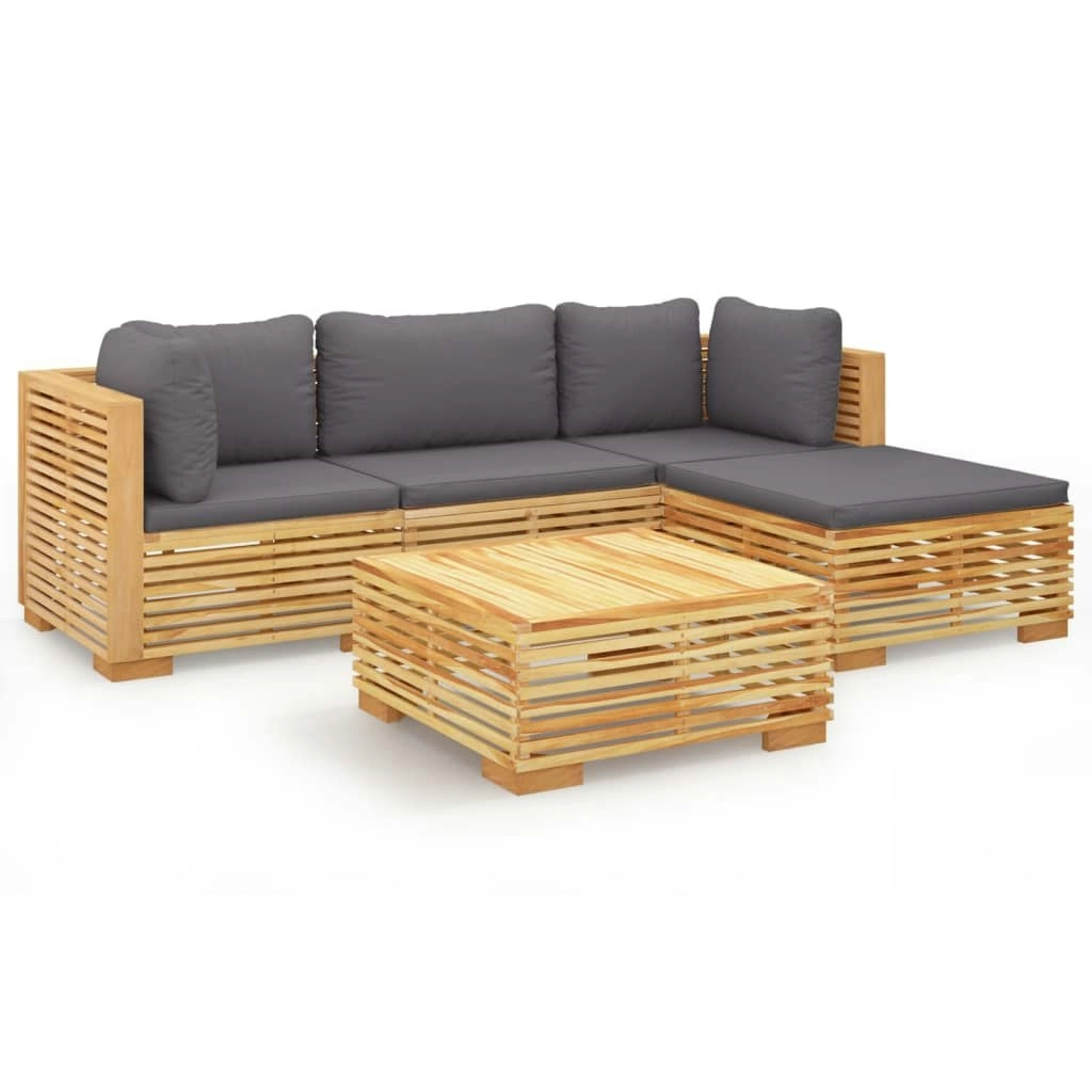 5 Piece Garden Lounge Set with Cushions Solid Wood Teak 3100914