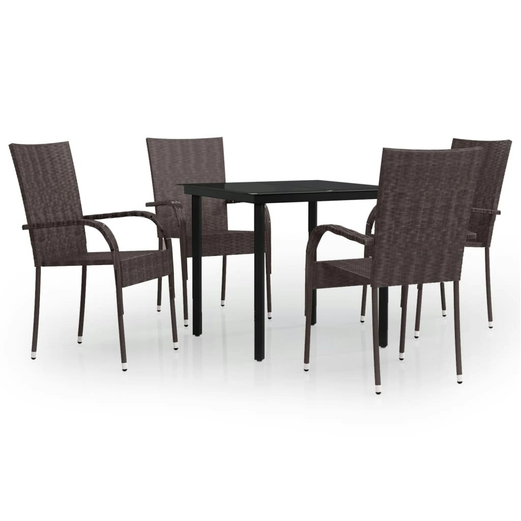 5 Piece Outdoor Dining Set Brown and Black 3099384