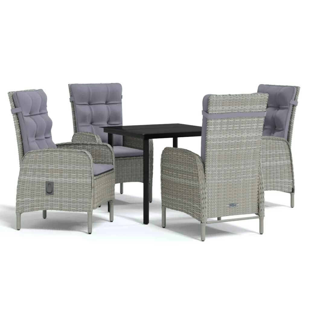 5 Piece Outdoor Dining Set with Cushions Grey and Black 3099360