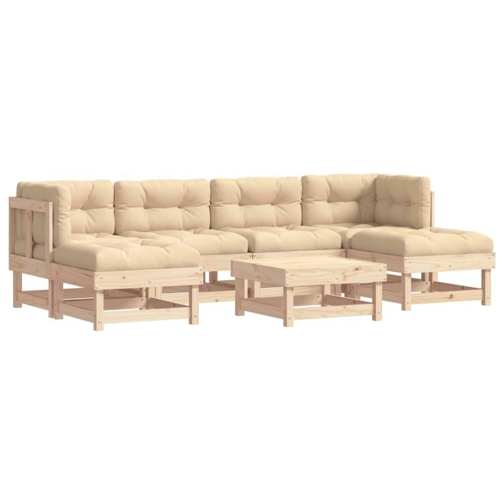 7 Piece Garden Lounge Set with Cushions Solid Wood 3185920