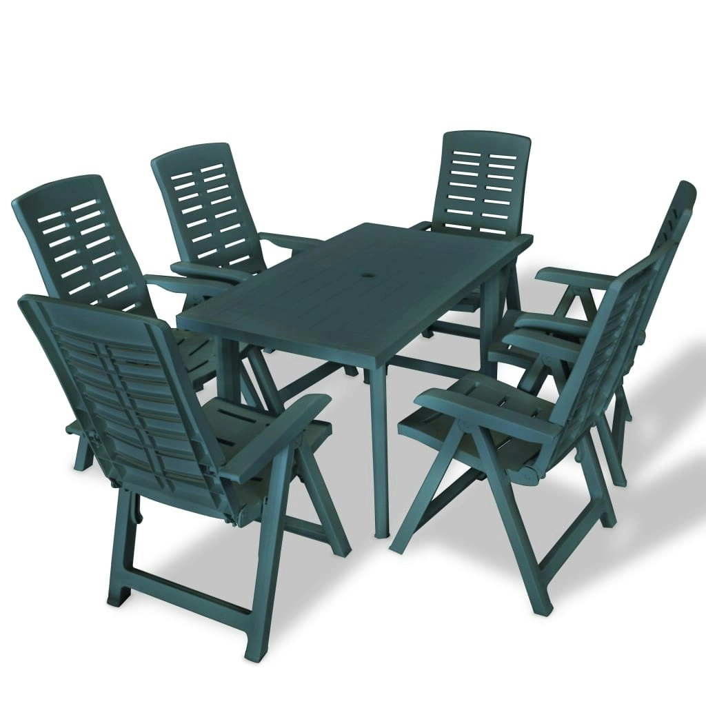 7 Piece Outdoor Dining Set Plastic Green 275080