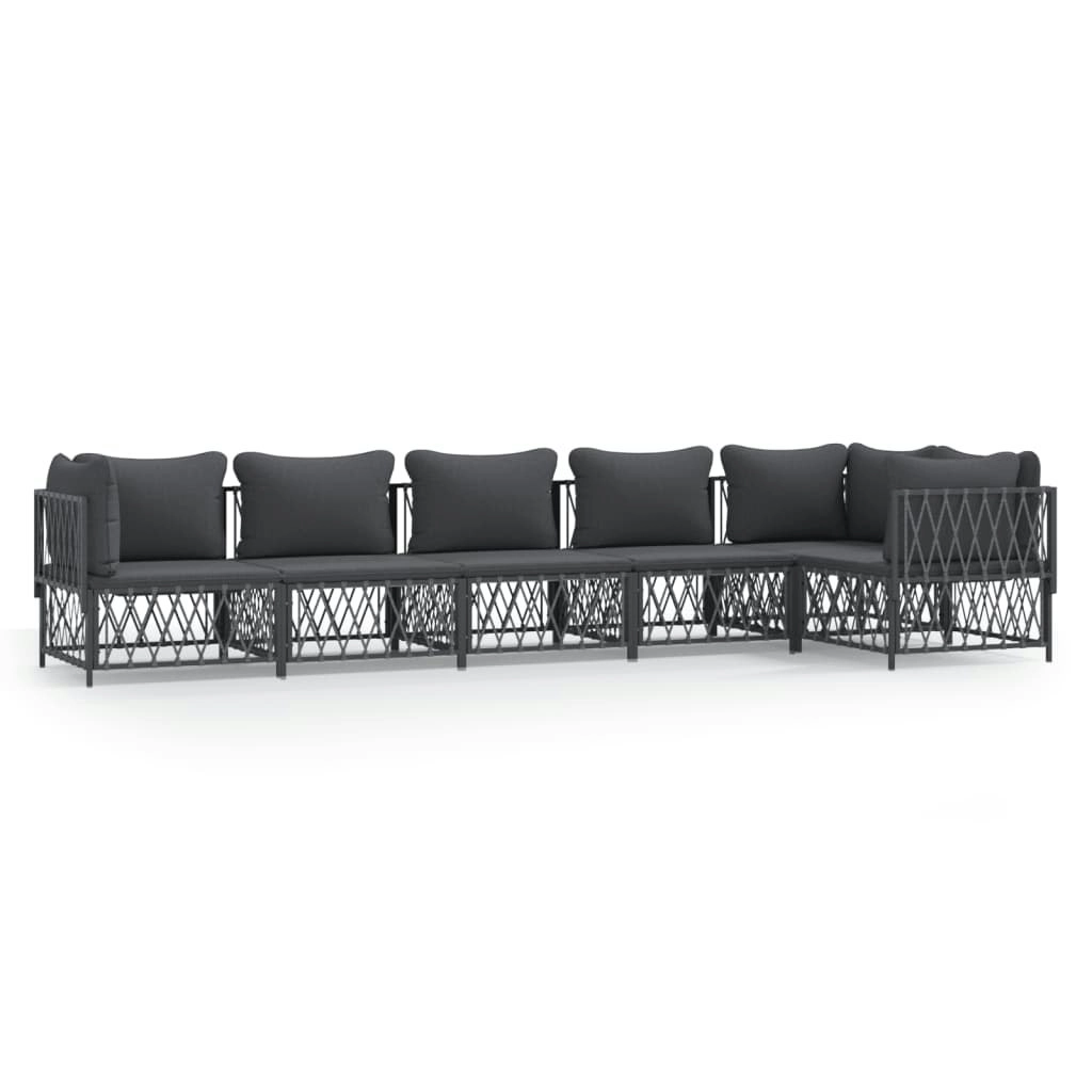 6 Piece Garden Lounge Set with Cushions Anthracite Steel 3186877