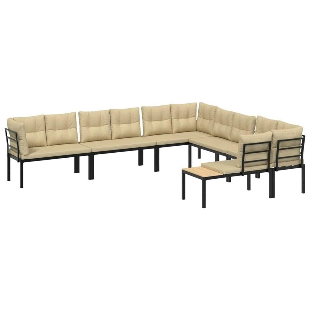 6 Piece Garden Sofa Set with Cushions Black Powder-coated Steel 3283657