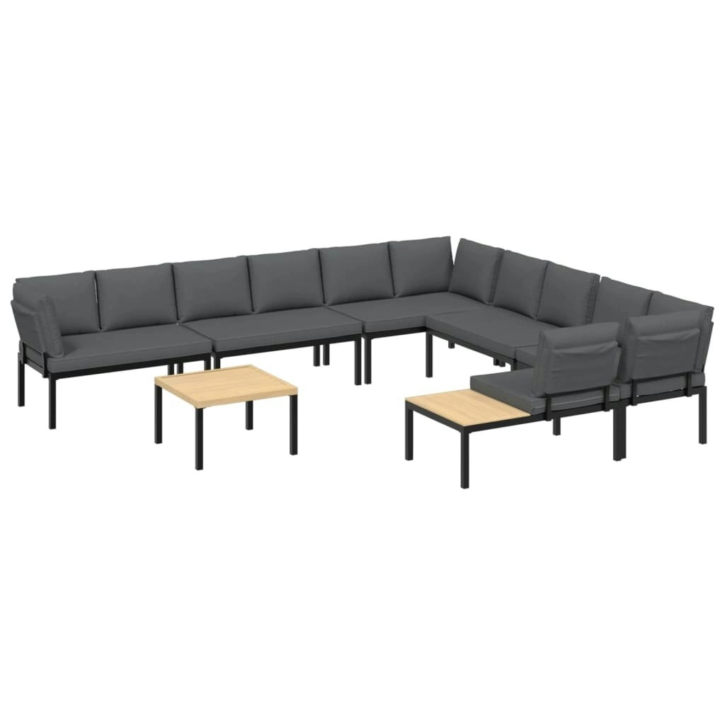 7 Piece Garden Sofa Set with Cushions Black Aluminium 3283689