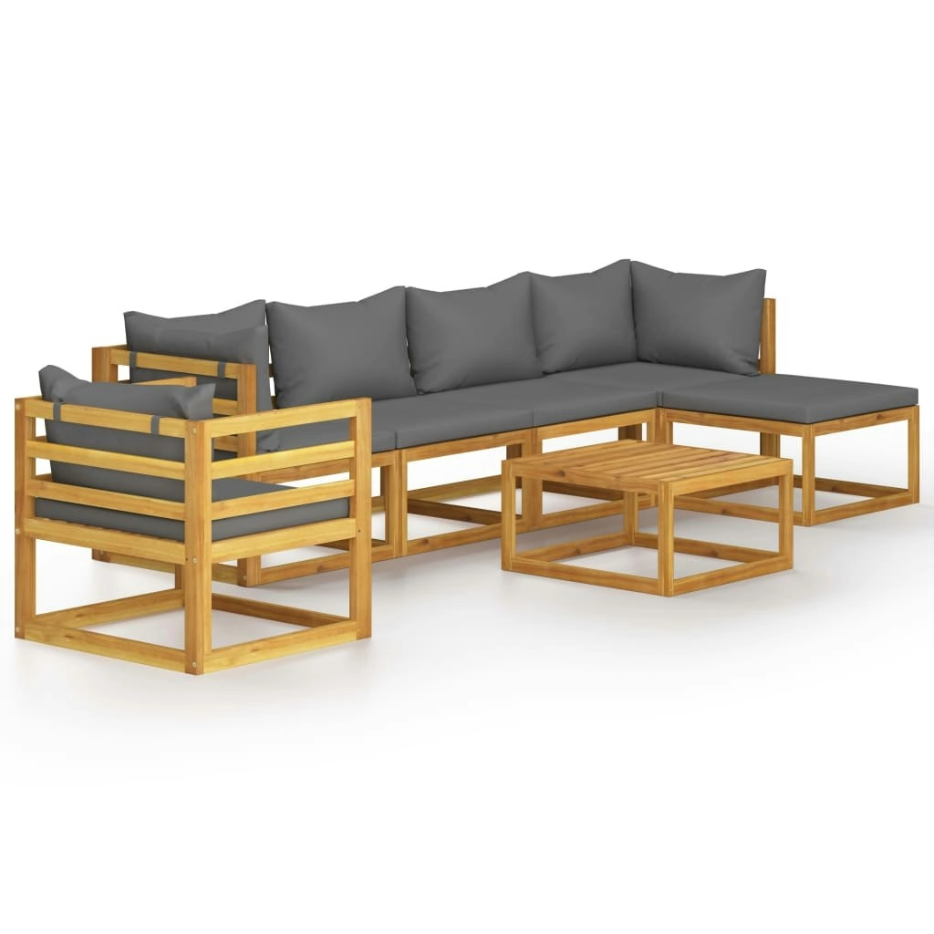 7 Piece Garden Lounge Set with Cushion Solid Acacia Wood 3057606