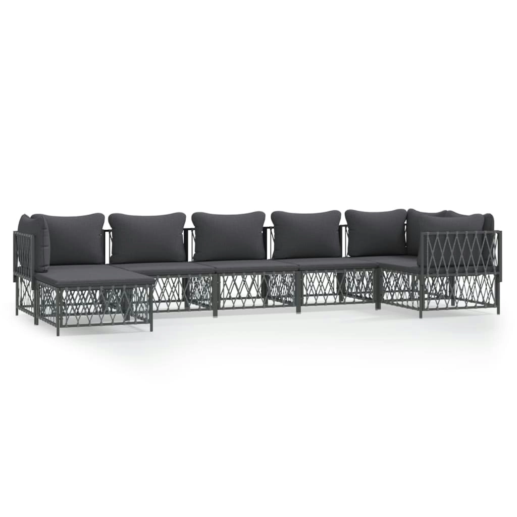 7 Piece Garden Lounge Set with Cushions Anthracite Steel 3186897