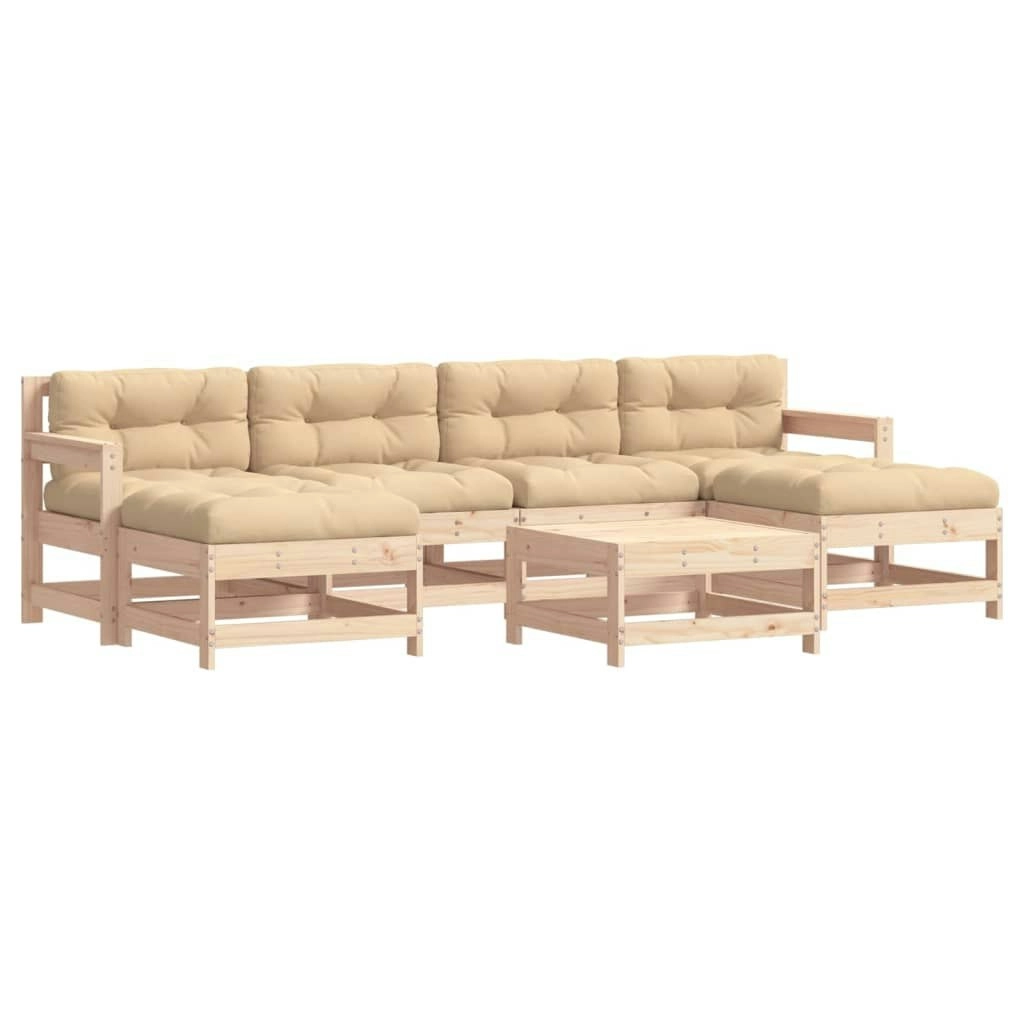 7 Piece Garden Lounge Set with Cushions Solid Wood 3185941