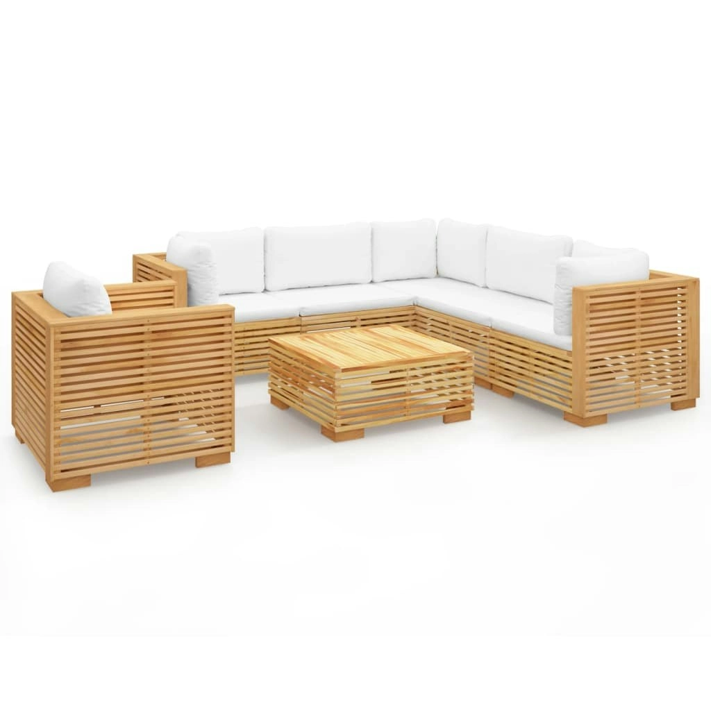 7 Piece Garden Lounge Set with Cushions Solid Teak Wood 3100875