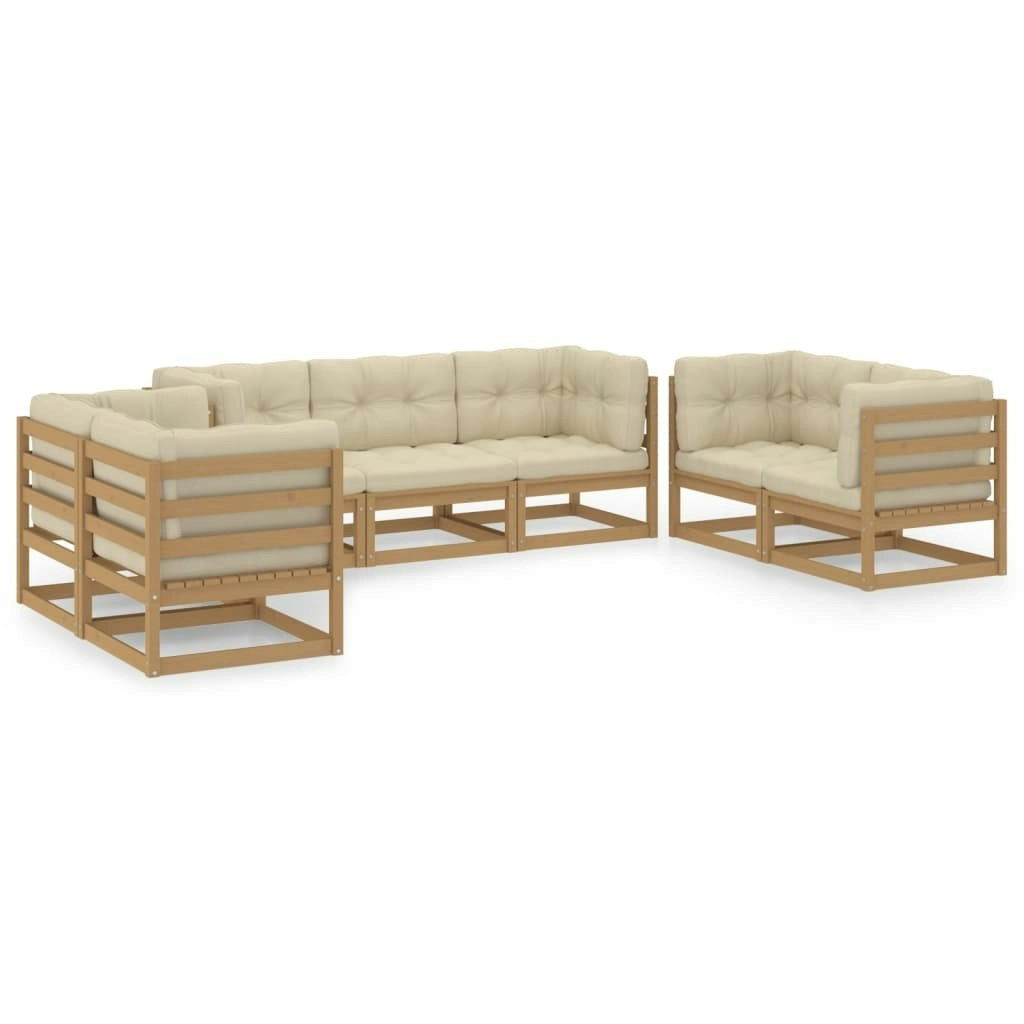 7 Piece Garden Lounge Set with Cushions Solid Pinewood 3076502