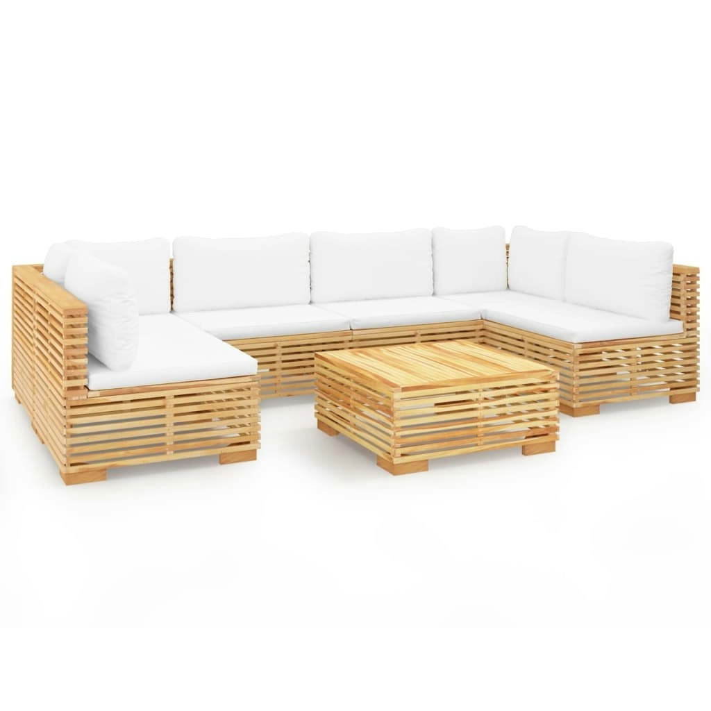 7 Piece Garden Lounge Set with Cushions Solid Teak Wood 3100893